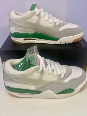 Jordan White, Gray & Green Low-Top Sneakers